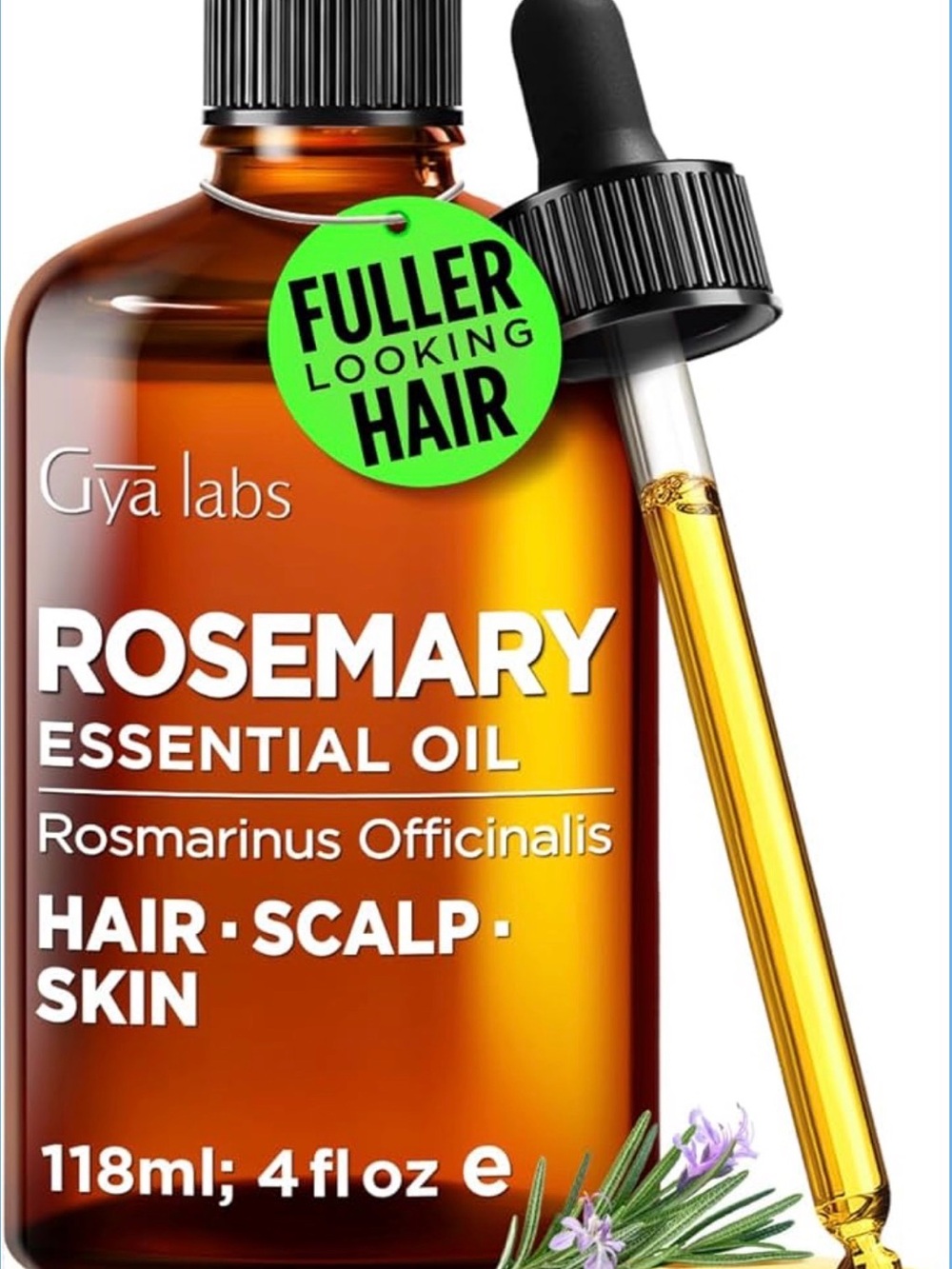 Rosemary Essential Oil for Hair - Huge 4 Fl Oz